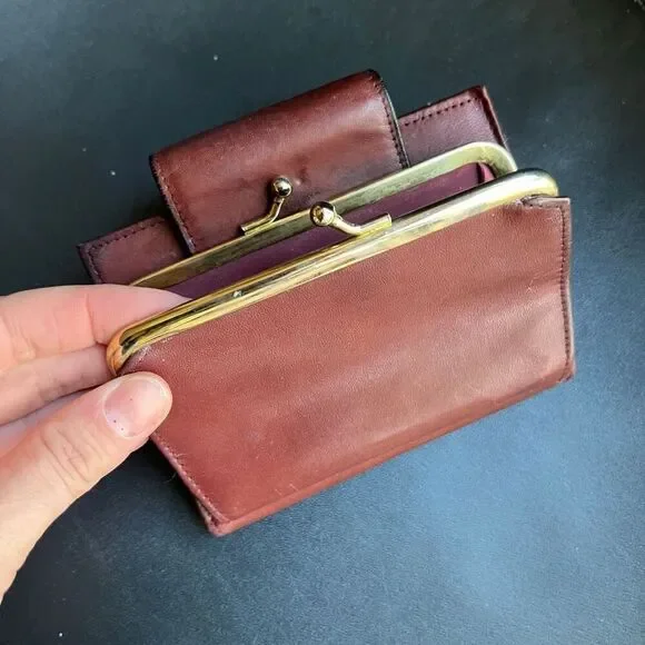 VTG Buxton Cowhide Wallet Snap & Kiss-Lock Change Pocket Brown 5"x4" - Picture 8 of 10